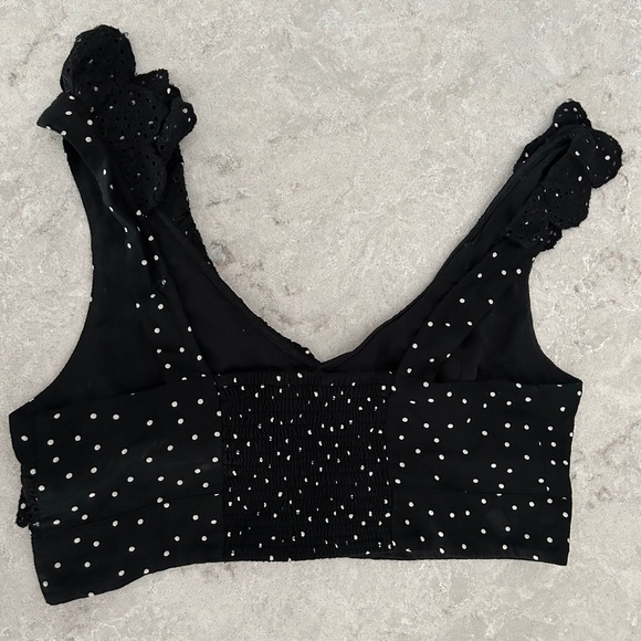 American Eagle Polka Dot Eyelet Lace Crop Top - Picture 2 of 3